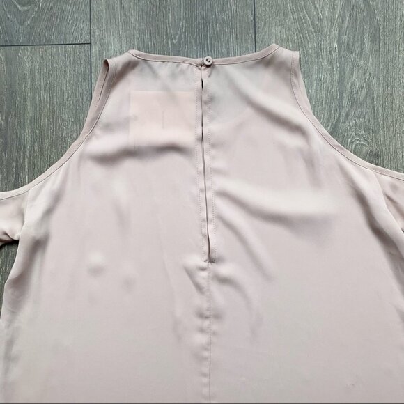 Revolve L'Academie Cold Shoulder Tie Long Sleeve Blouse Taupe Pink Size Small - Picture 13 of 16